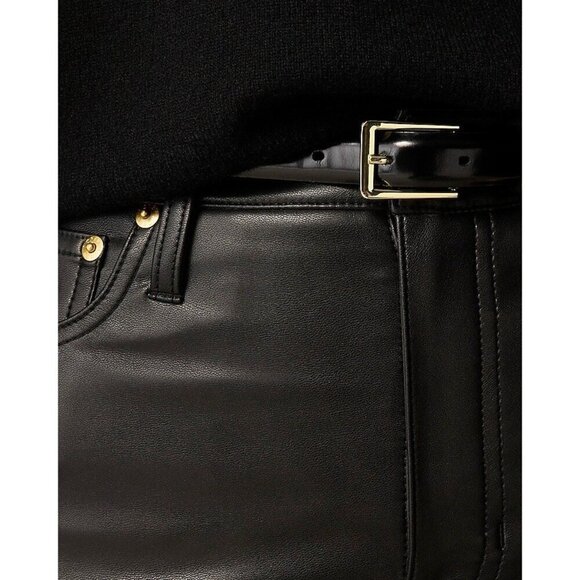 J Crew Womens High Rise Bootcut Pant Sz 32 Black Faux Leather Y2k Retro Flare - Picture 3 of 8